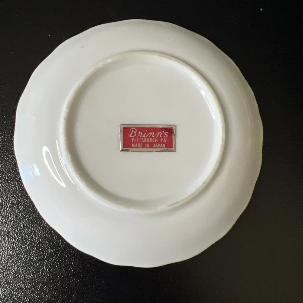 Vintage Brinn's Miniature Gold‎ Rim Tea Cup and Saucer Set, Mother JAPAN